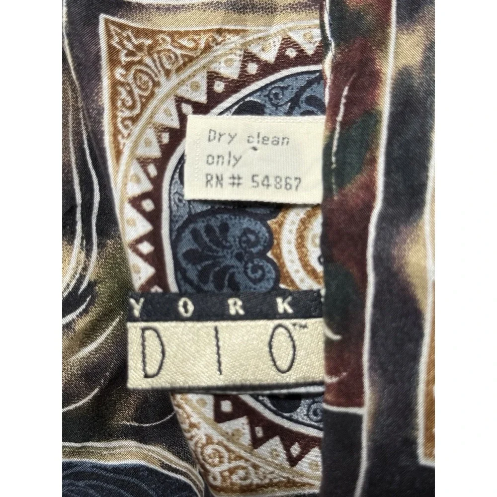 Vintage New York Studio 100% Silk Scarf Women's Multicolor Medallion Print Long